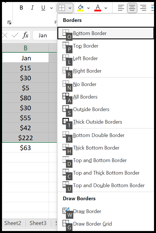 shortcut-to-add-borders
