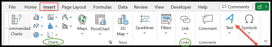 insert-tab-charts-links-text-options