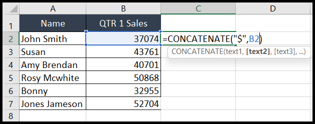 concatenate-to-add-$-sign