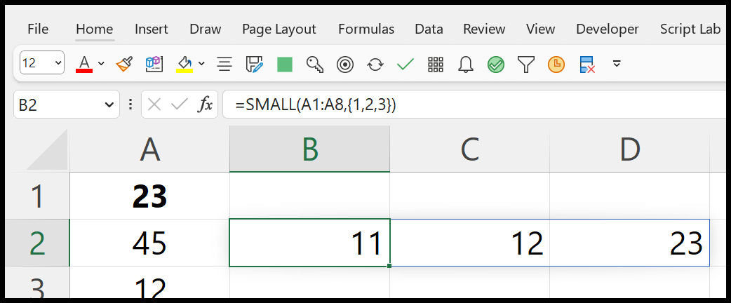three-lowest-values-in-different-cells