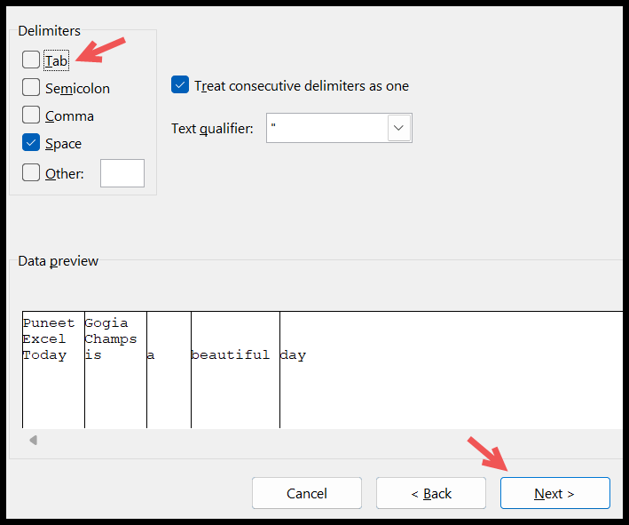 select-space-as-delimiter