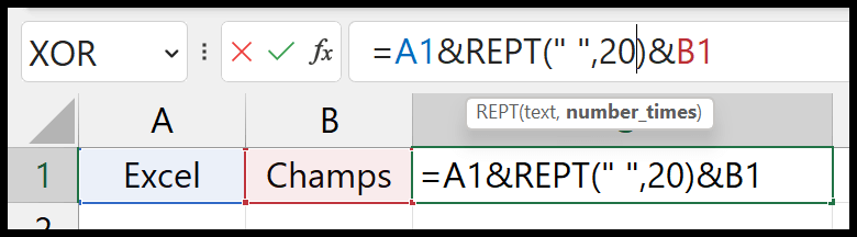 using-rept-to-add-multiple-spaces