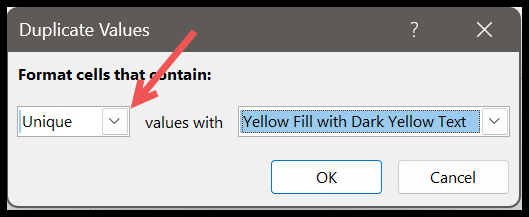 select-unique-to-highlight-unique-values
