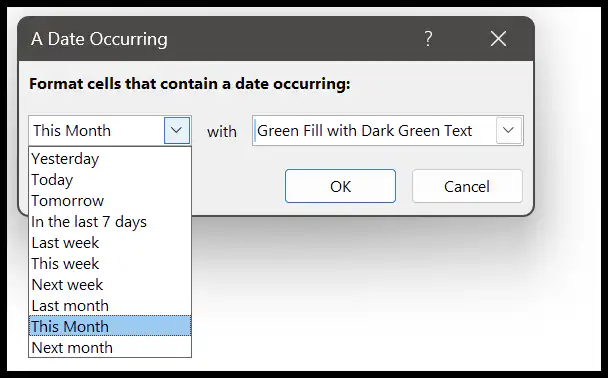 date-occurring-in-the-current-month-conditional-formatting