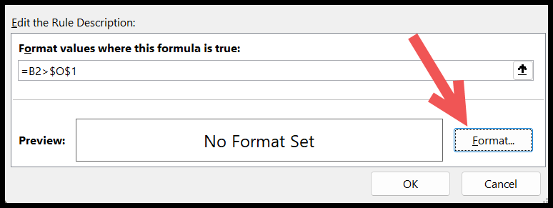 Format Cells dialog with green fill color selected as the conditional formatting style