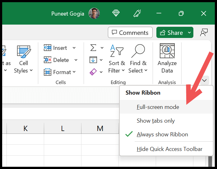 how-to-activate-the-full-screen-in-excel-step-by-step