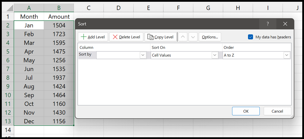 sorting-dialog-box