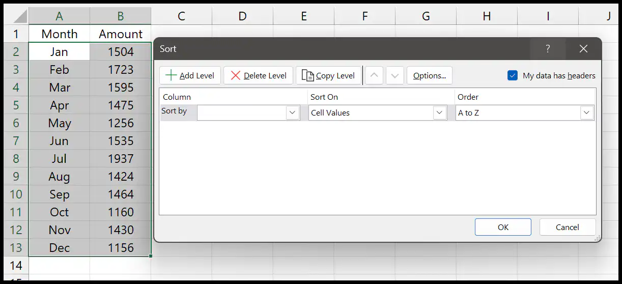 sorting-dialog-box