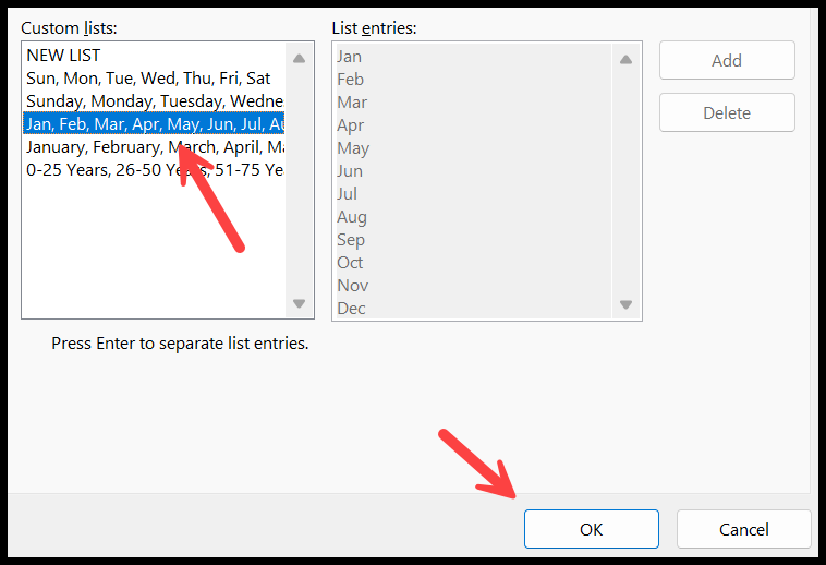 select-list-to-sort-months