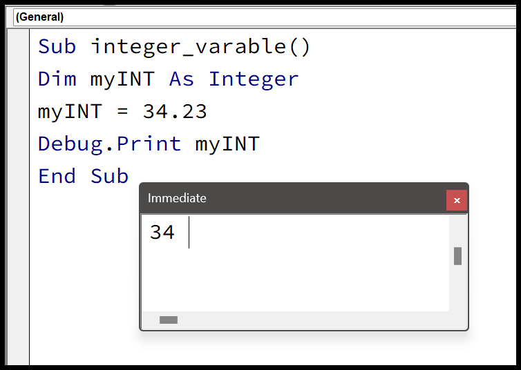Using integer data type in vba