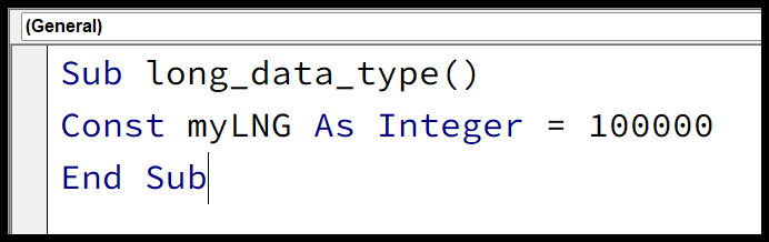 Using Long Data Type in VBA