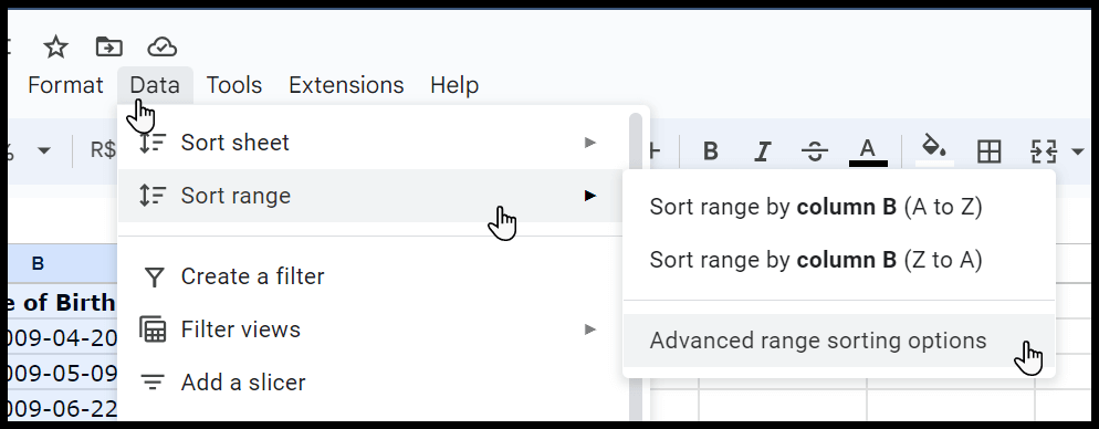 open-advanced-range-sorting-option