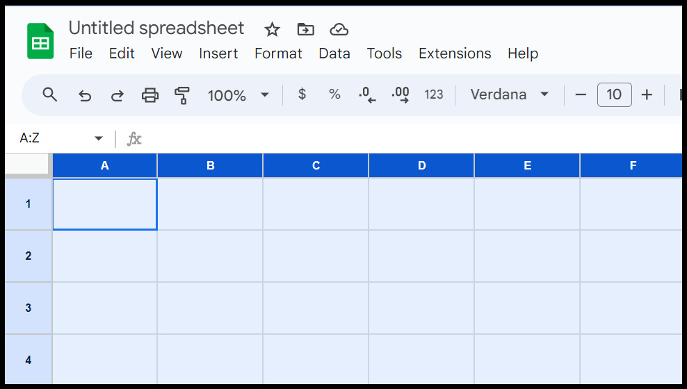 How to make all cells of same size in google sheets
