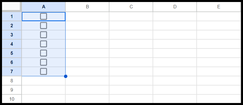 checkbox-inserted-in-selected-cells