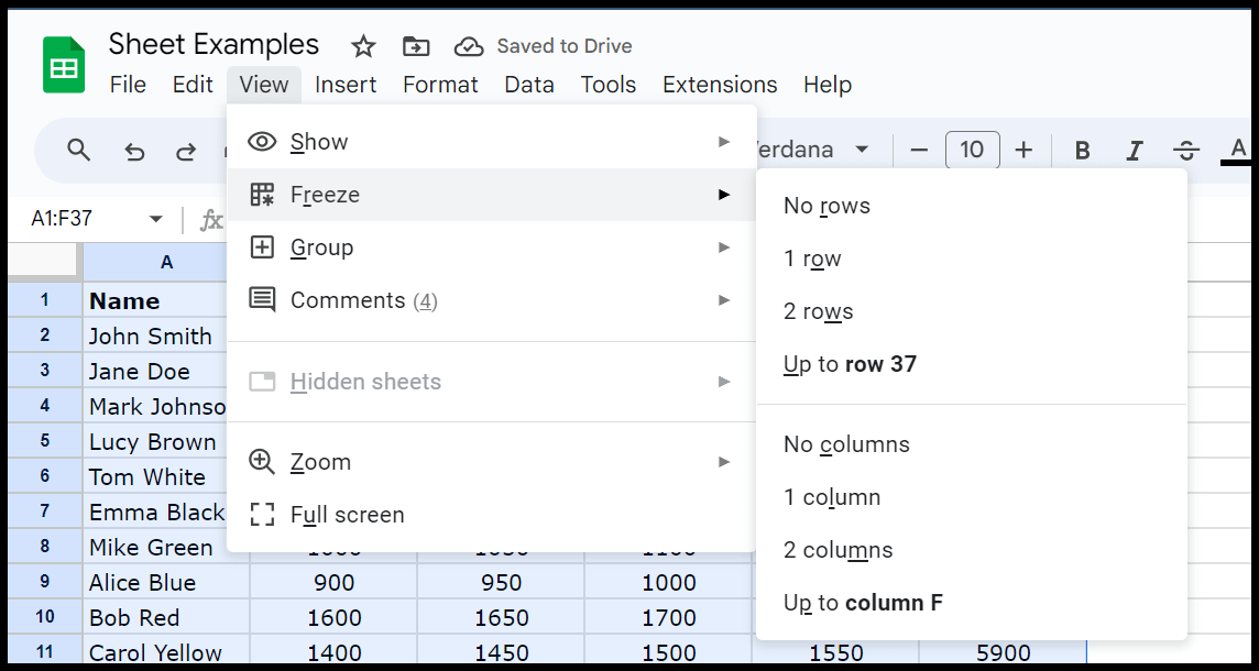 shortcut-to-freeze-row-and-column